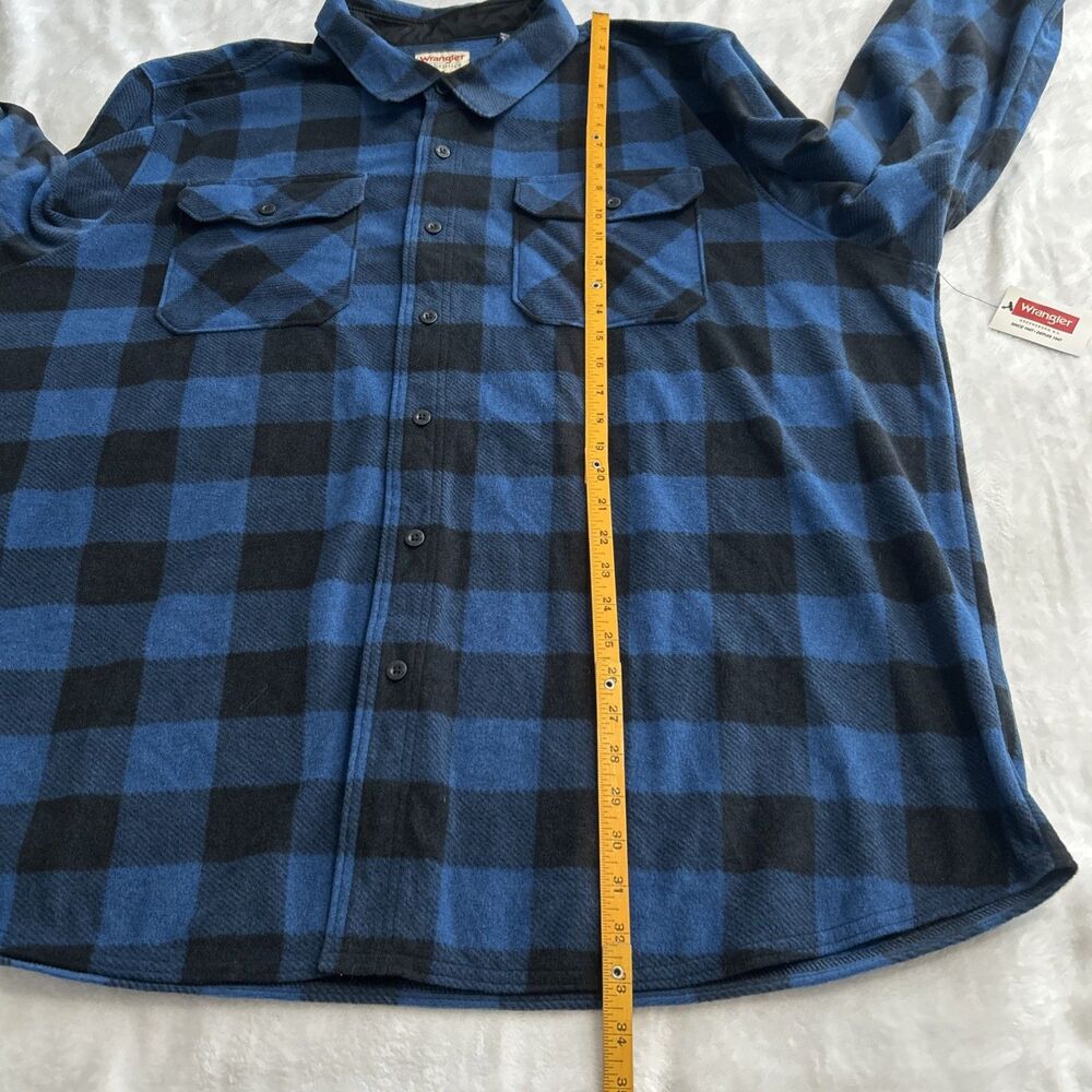 Wrangler Fleece Buffalo Plaid Shirt Mens 3XL Blue Black Soft Shacket Flannel - Picture 9 of 9
